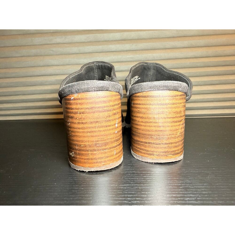 Melrose Ave Vegan Suede Mule Heels Black Slip On Block Heel Shoes Women’s Size 9 - Picture 8 of 11